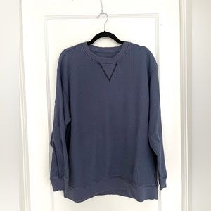 Aerie Oversized Waffle Thermal Sweatshirt in Blue